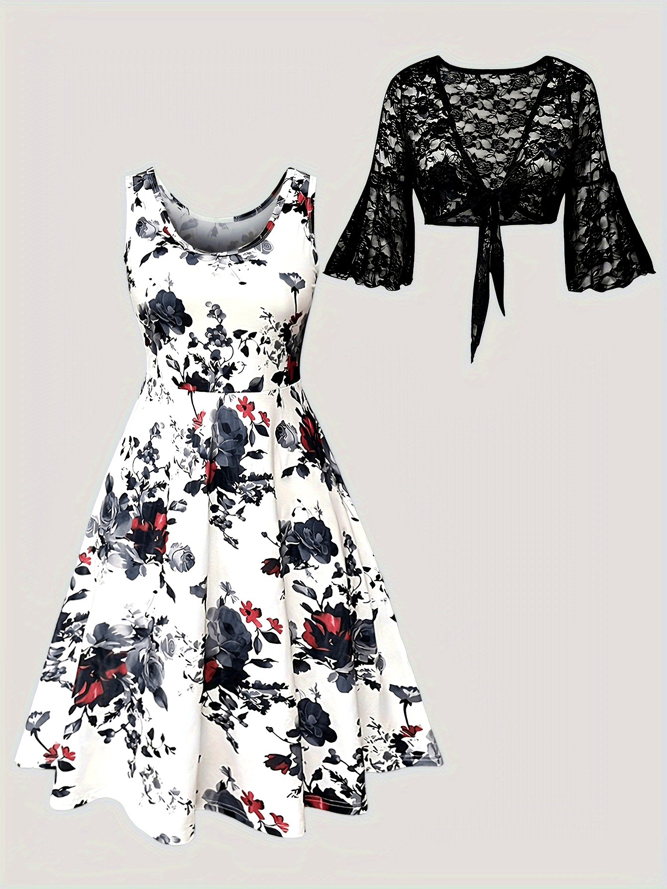 plus size elegant two piece set floral print sleeveless tank - Temu