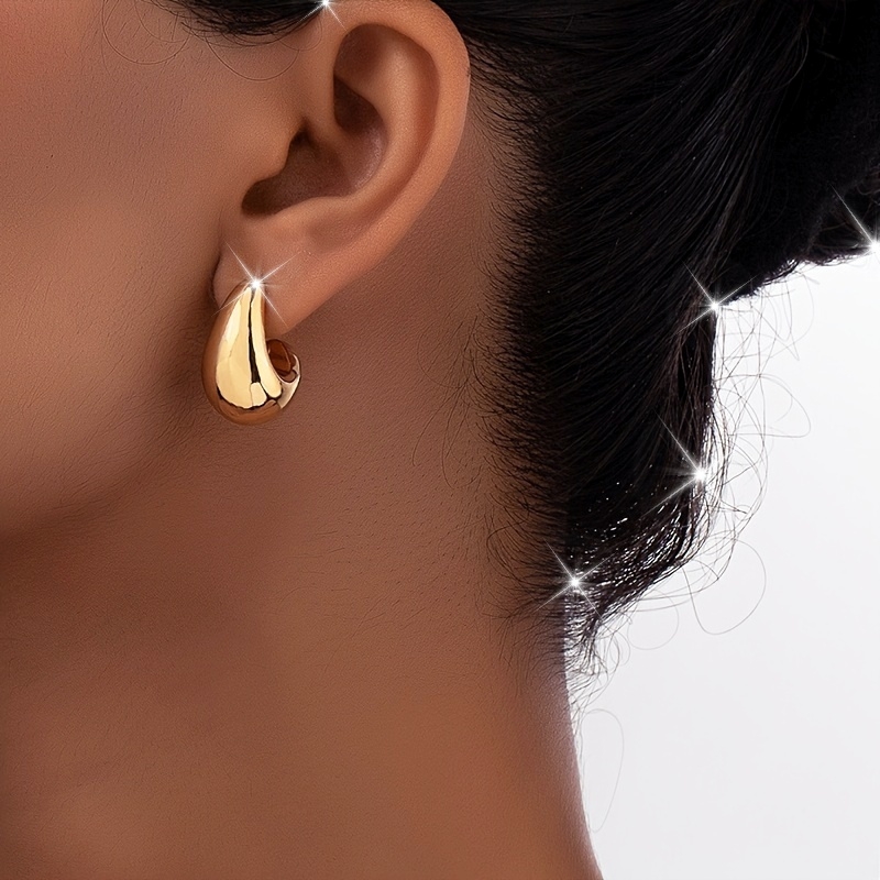 Cold Tone Golden Water Drop Earrings for Various Occasions
