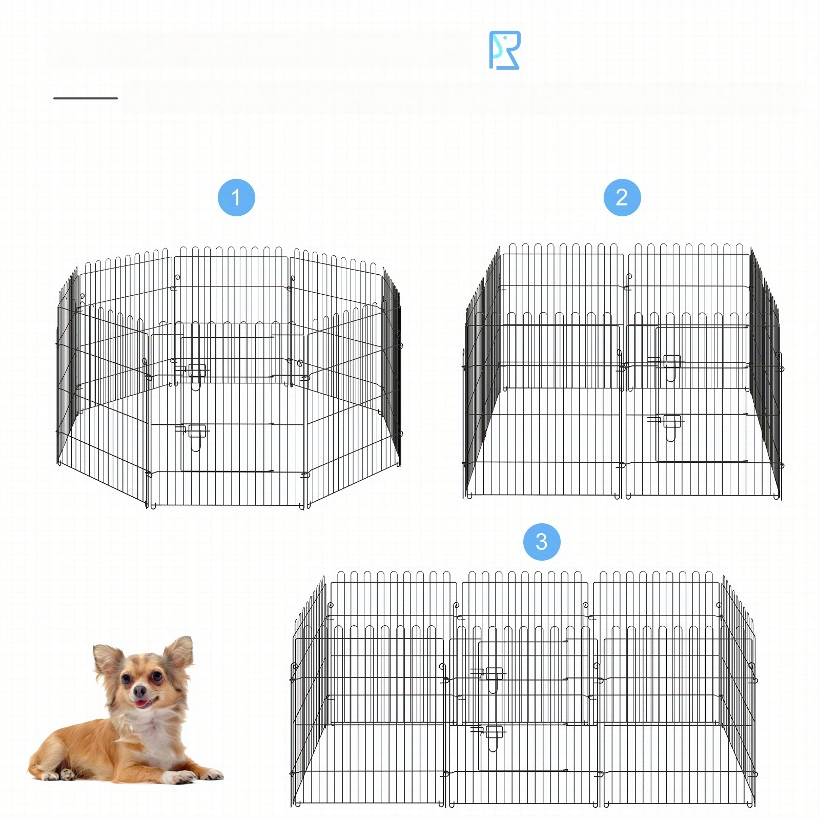 PawHut Dog Playpen Puppy Play Pen, Pet Exercise Fences for Outside Indoor, Foldable Dog Kennel, 30''H