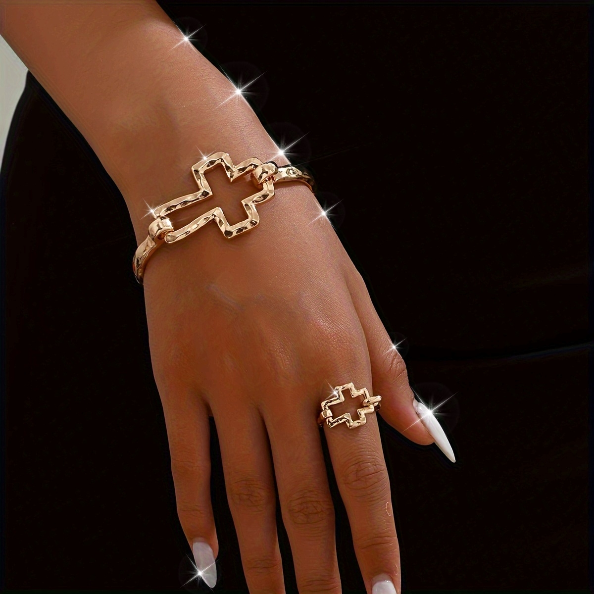 Punk Retro Style Bracelet Ring Set