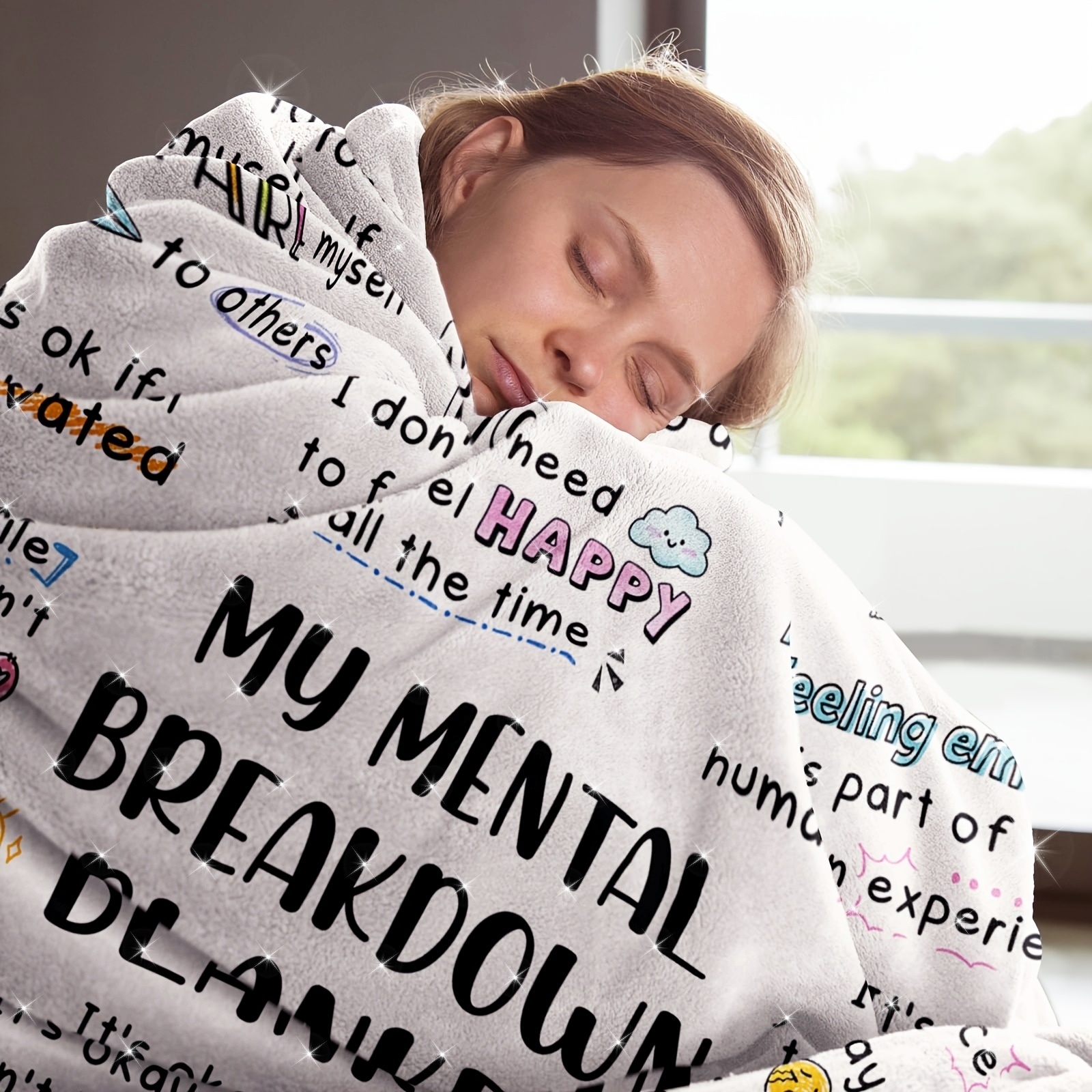 TEMU 1pc My Mental Breakdown Blanket - Emotional And Anxiety Support Relaxation Throw For Men And Women, Inspirational Mental Health Gift With