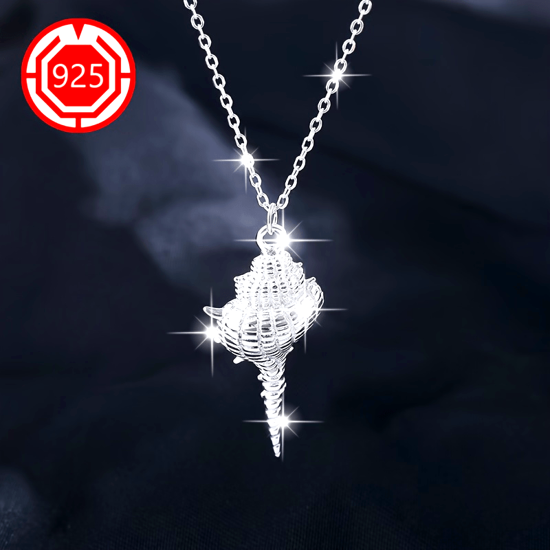 925 Silver Minimalist Conch Pendant Necklace