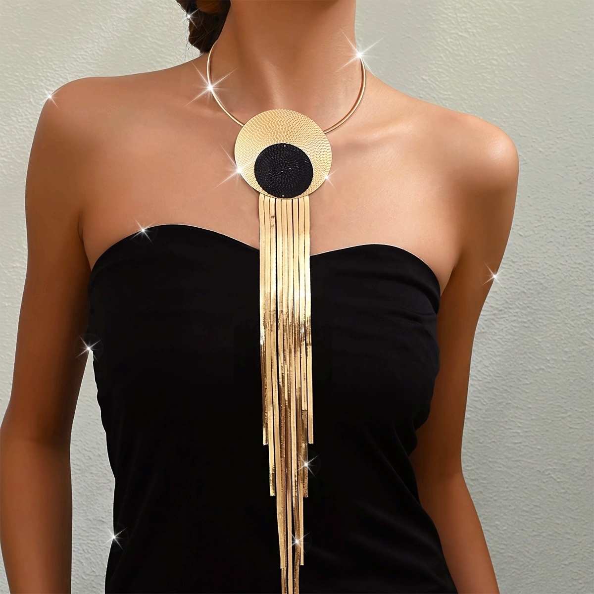 Vintage Fingerprint Pendant with Tassel Necklace