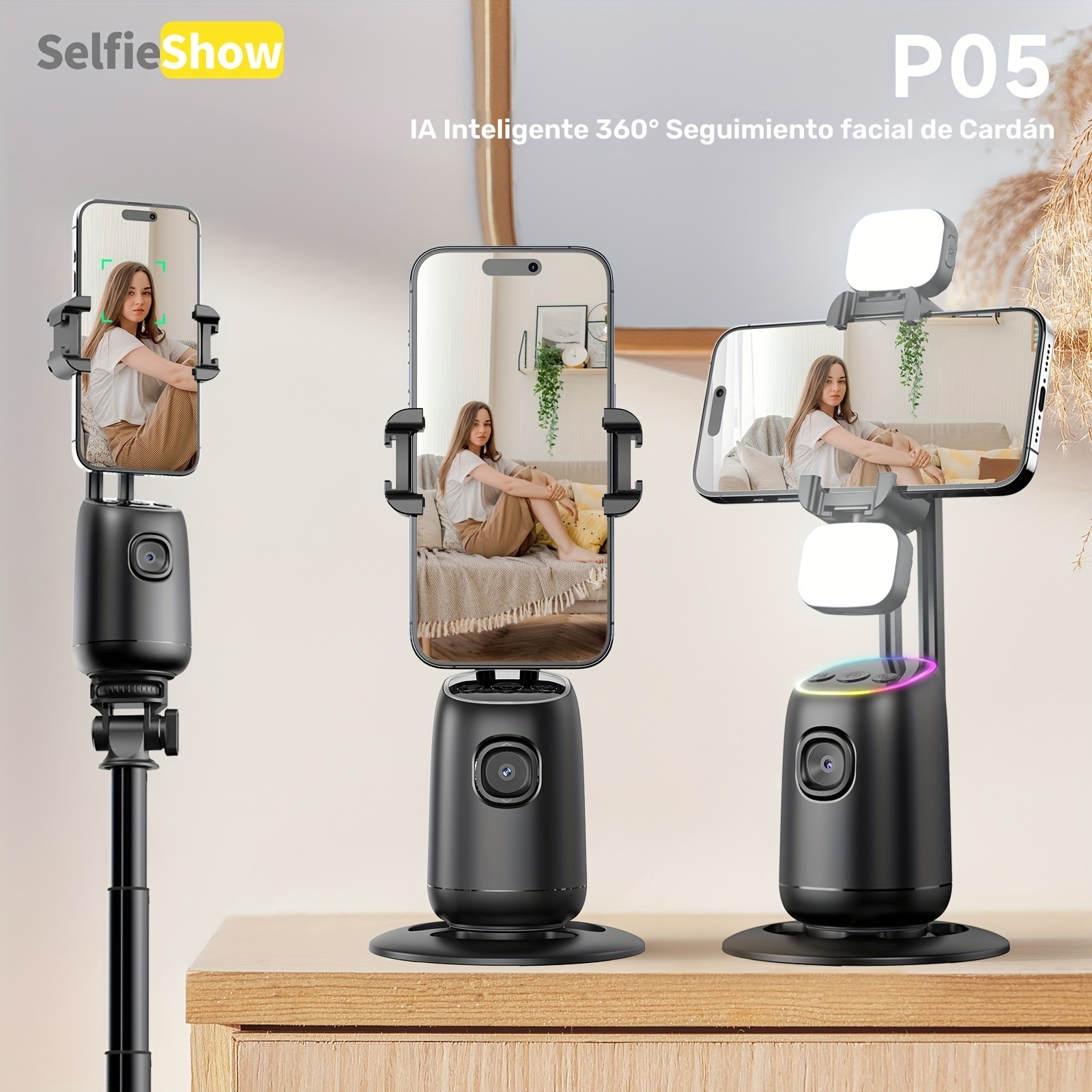 Gimbal inteligente con IA, doble zapata fría y seguimiento facial de 360°, compatible con iPhone, Samsung y otros teléfonos inteligentes. Ideal para regalos de Navidad, Halloween, cumpleaños, equipo de fotografía y video, viajes y actividades al aire libre