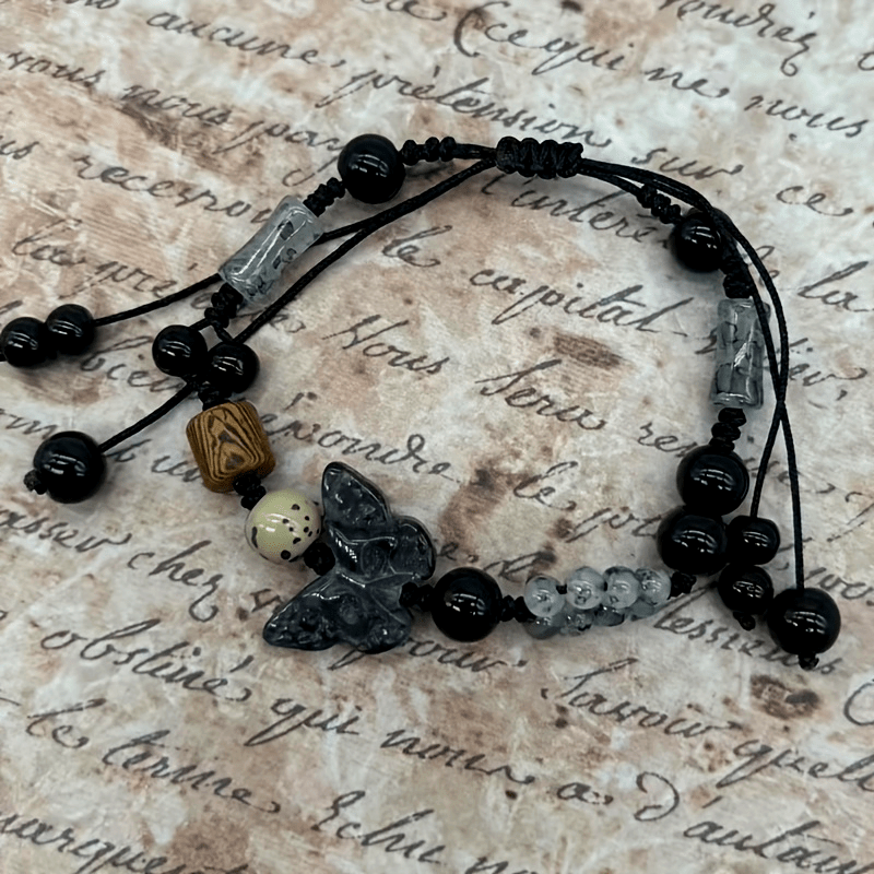 Boho Butterfly Charm Bracelet Handcrafted Beaded Rope
