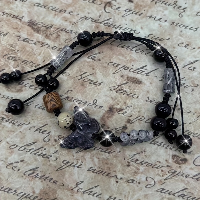 Boho Butterfly Charm Bracelet Handcrafted Beaded Rope