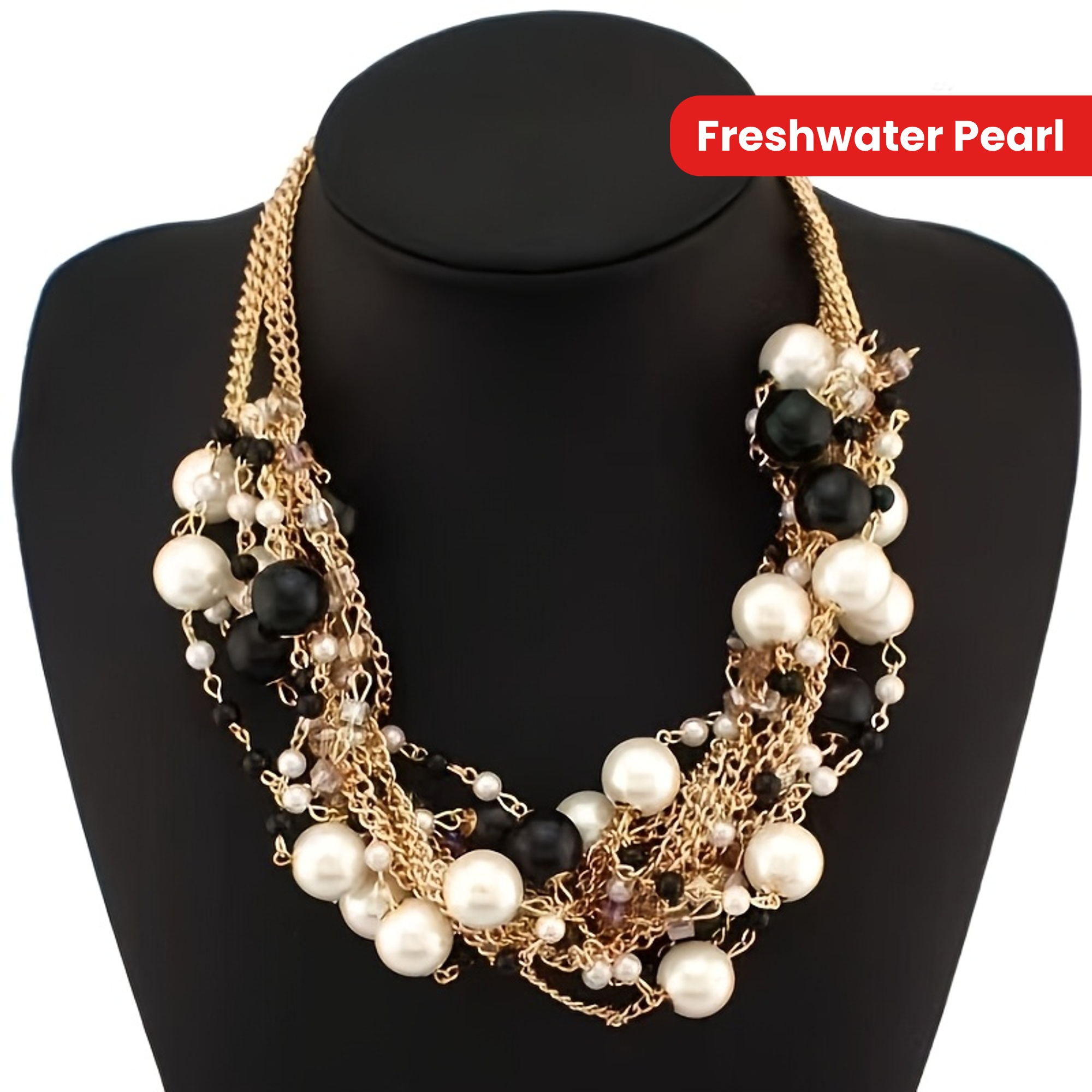 Vintage Boho Style Freshwater Pearl Necklace for Women, Beads Choker