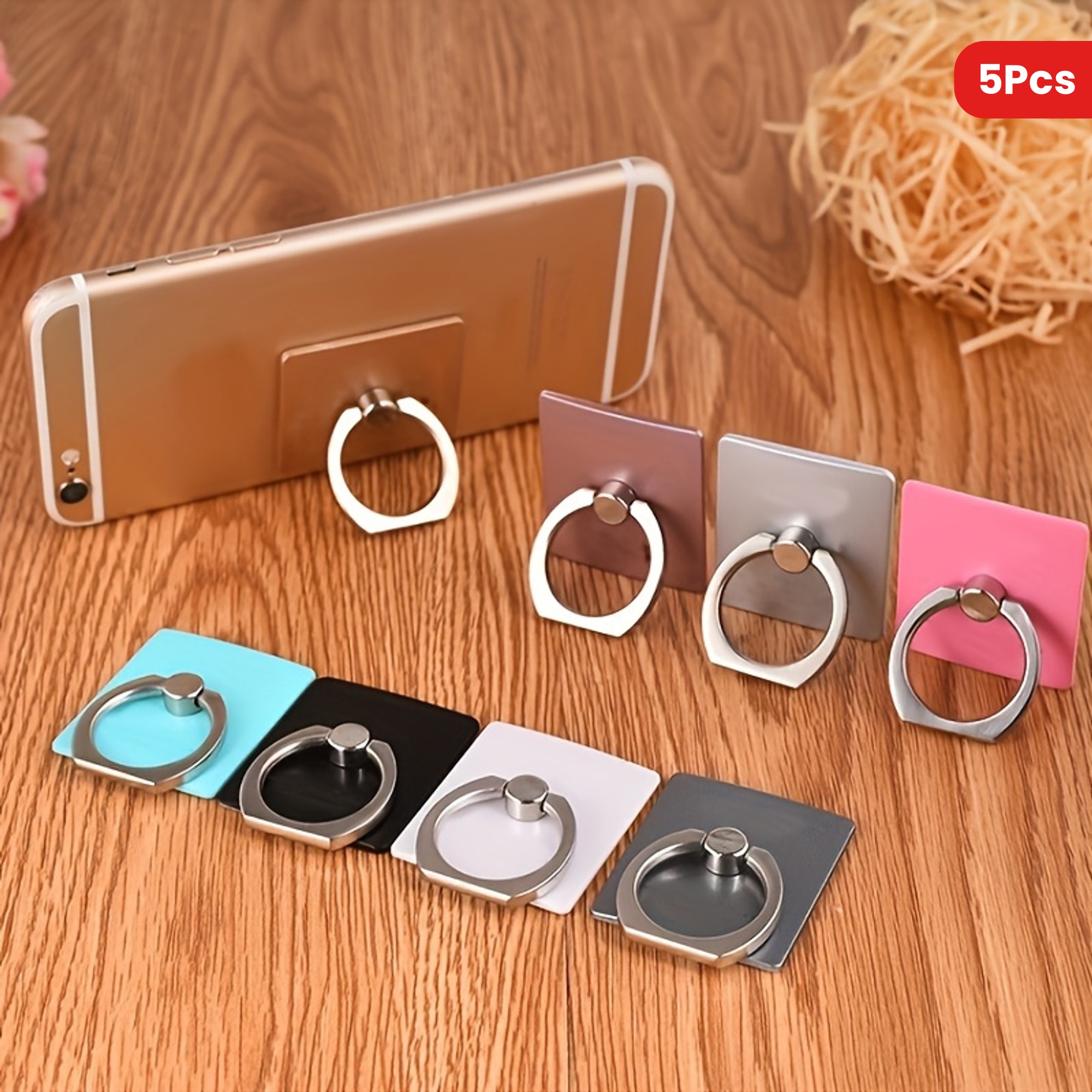 TEMU 5pcs Mobile Phone Bracket Lazy Brackets To Storage Rotating Finger Ring Protective Phone Finger Ring Mixed Random Colors