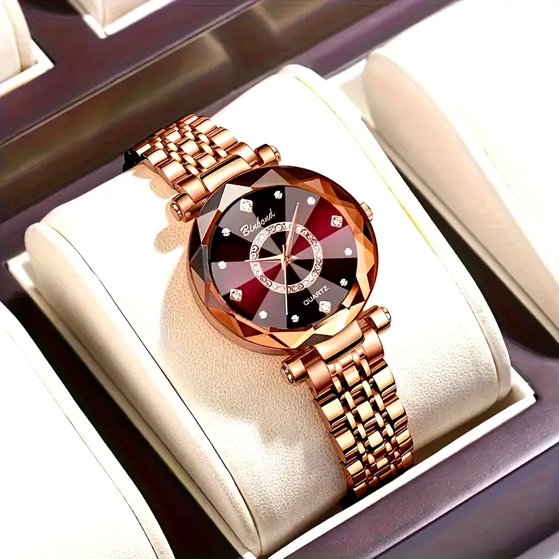 relógio de para mulheres - pulseira elegante de aço inoxidável, resistente a choques, 3atm, display analógico detalhes 1