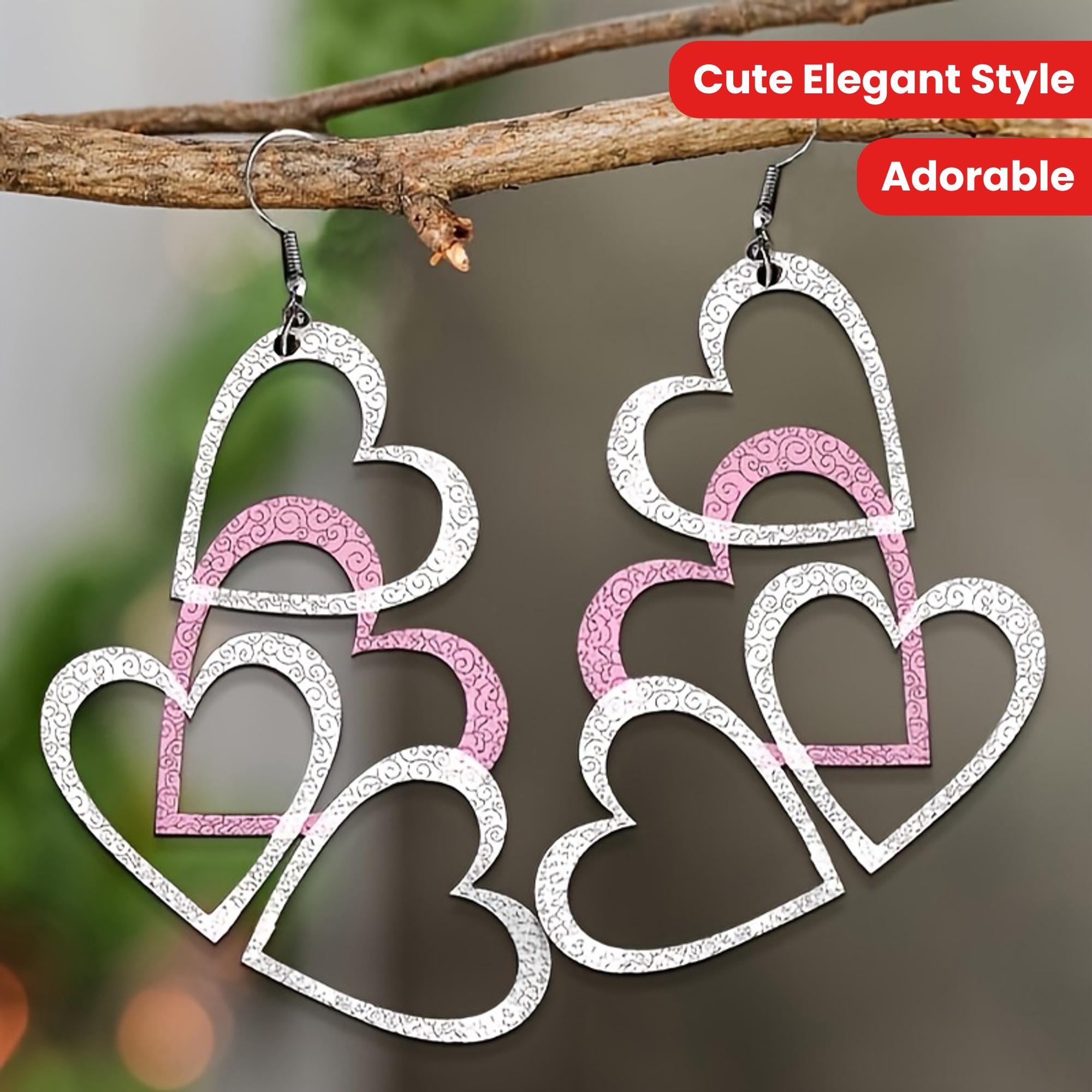 Hollow Heart Dangle Earrings Acrylic Jewelry Gift