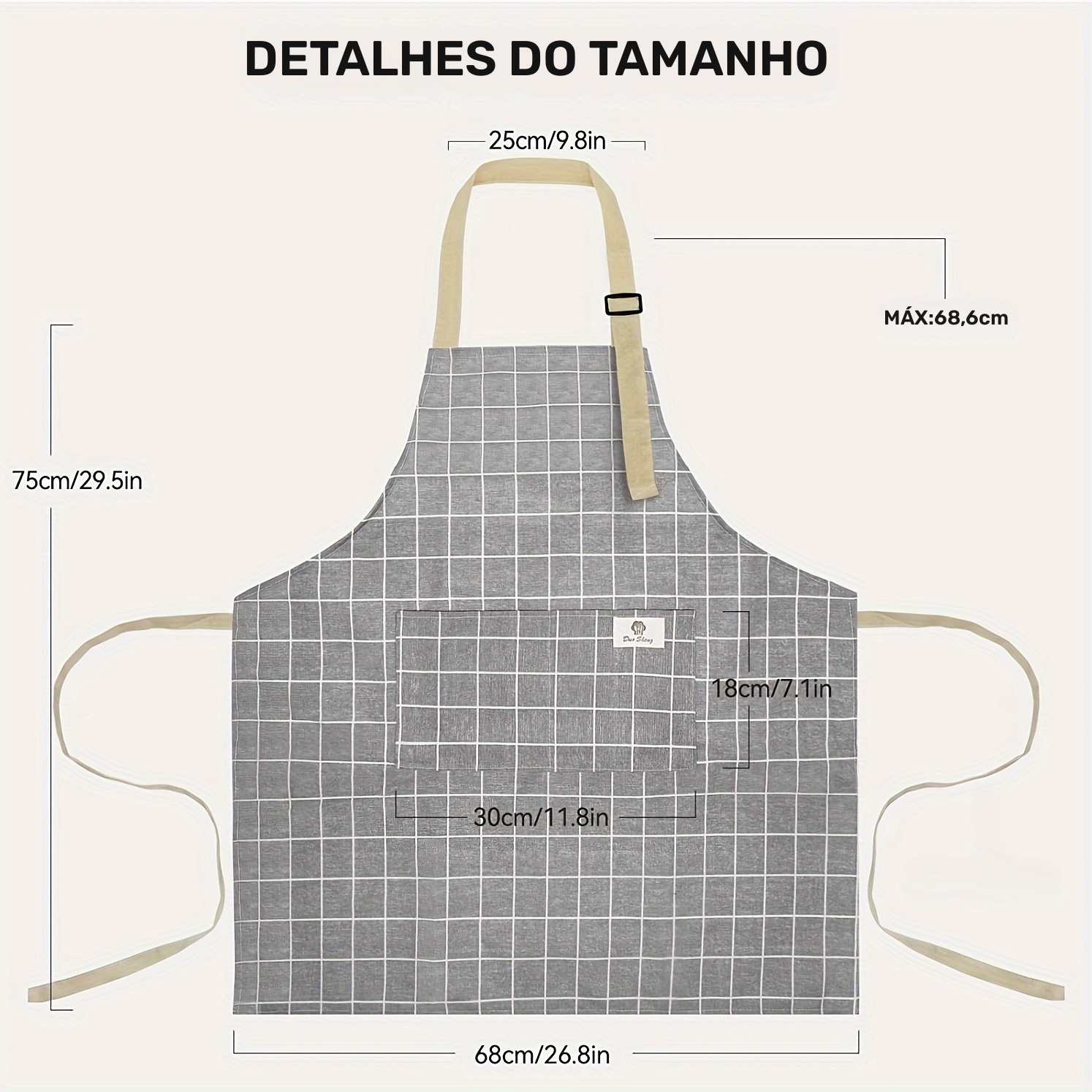 Conjunto de 2 aventais femininos com bolsos 6