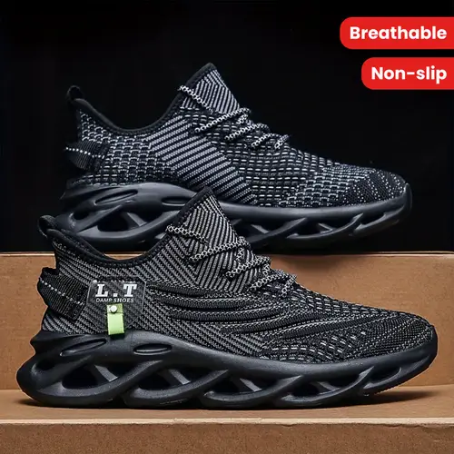 mens shock absorption blade type shoes breathable lace up non slip shoes for jogging walking