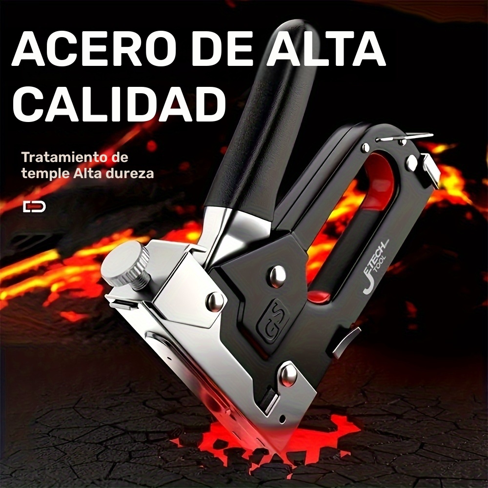 1 unidad Pistola de clavos manual de 4 en 1, para clavos T/U/I/Pin, fuerza ajustable, multipropósito, herramienta para DIY, decoración de hogar, furniture, woodworking, metal, peso 543g - Imagen 8
