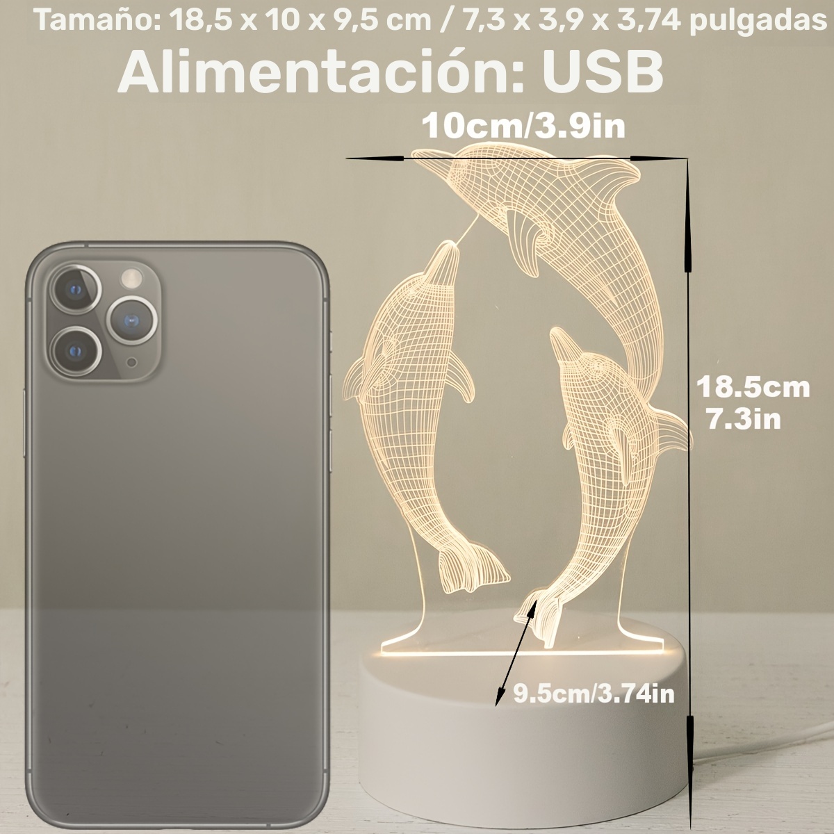 1 pieza Luz Nocturna con Patrón Creativo de Delfín Regalo Festivo Lámpara de Dormitorio Creativa para Mesita de Noche Decoración del Hogar Pequeña Luz Nocturna Adorno de Mesa Lámpara Decorativa Nueva y Única Luz Nocturna Luz Decorativa de Ambiente - Imagen 4