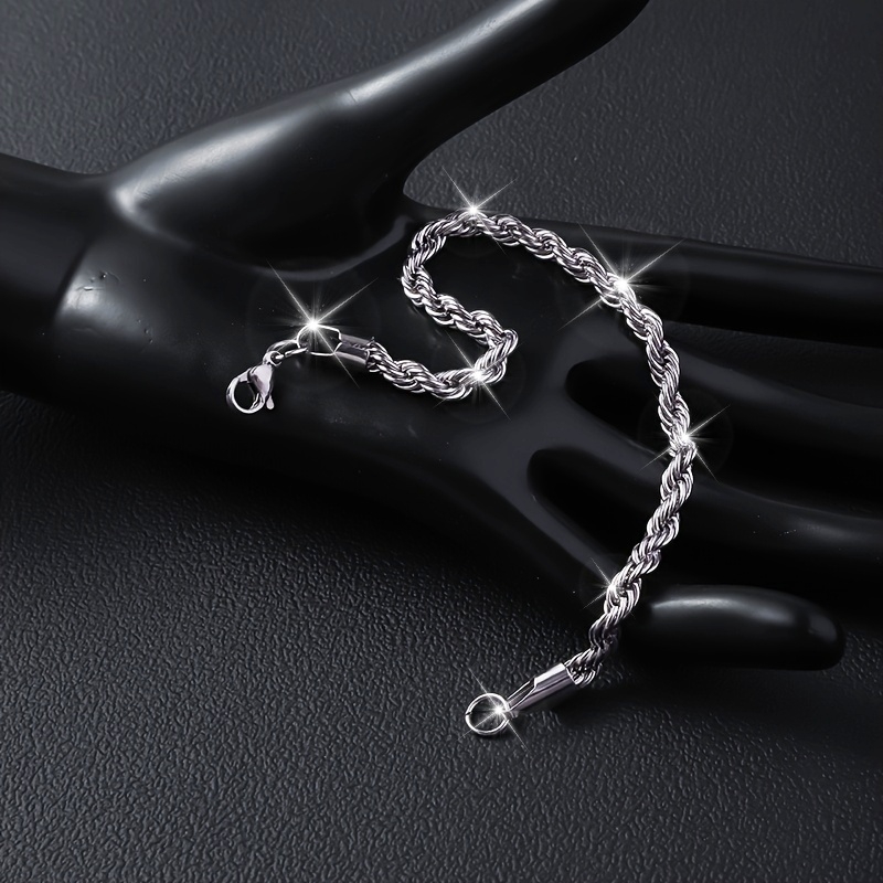 LMNZB Stainless Steel Twisted Rope Chain Bracelet, Unisex
