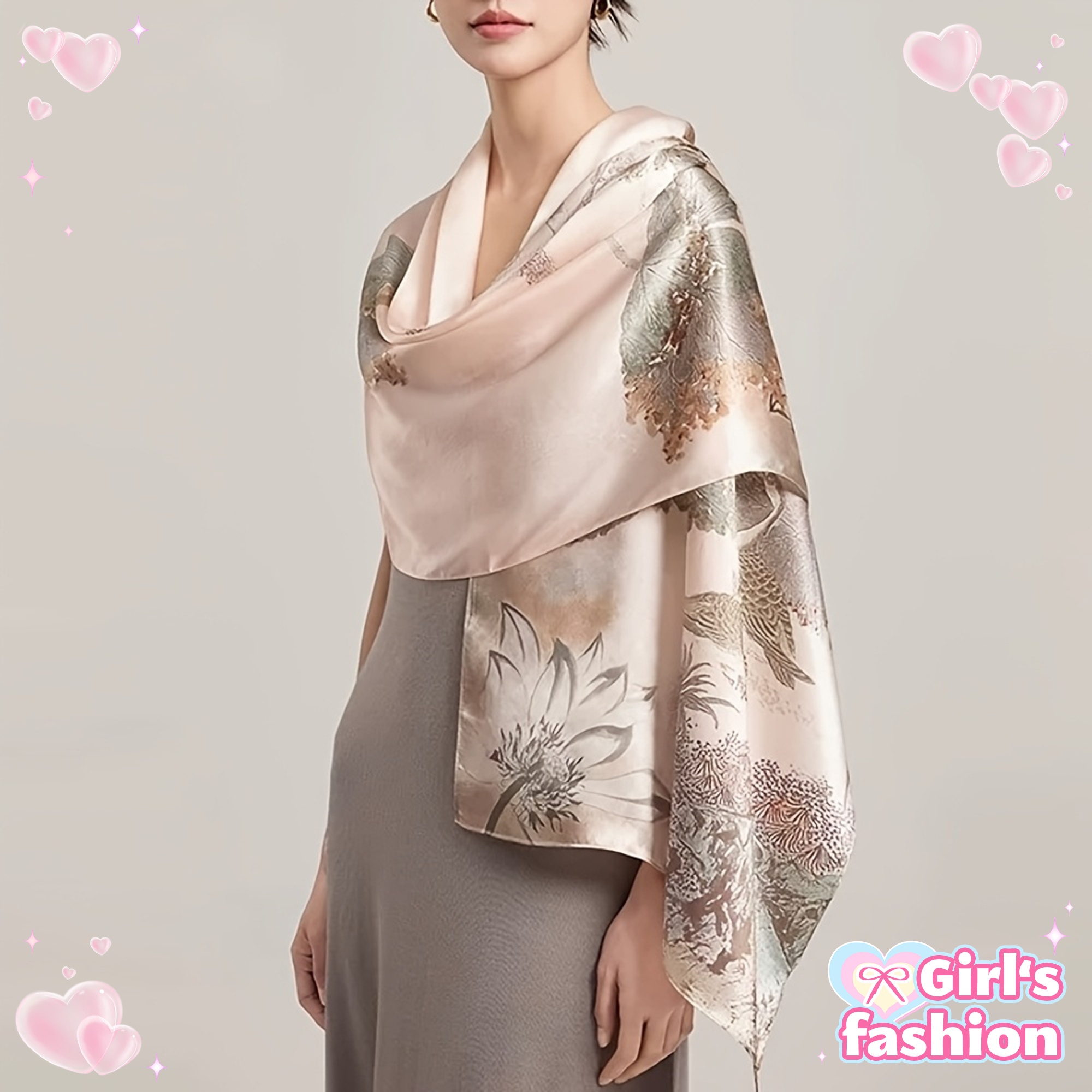New Four Seasons Silk Scarf, Mulberry Silk Shawl for Women, Women's Day Gift for Mom, Gift for Elders, Mother's Day, 100% Silk, Mulberry Silk Satin, Size: 53×170cm Long Scarf