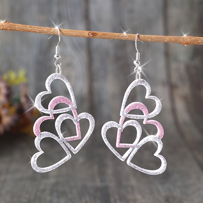 Hollow Heart Dangle Earrings Acrylic Jewelry Gift