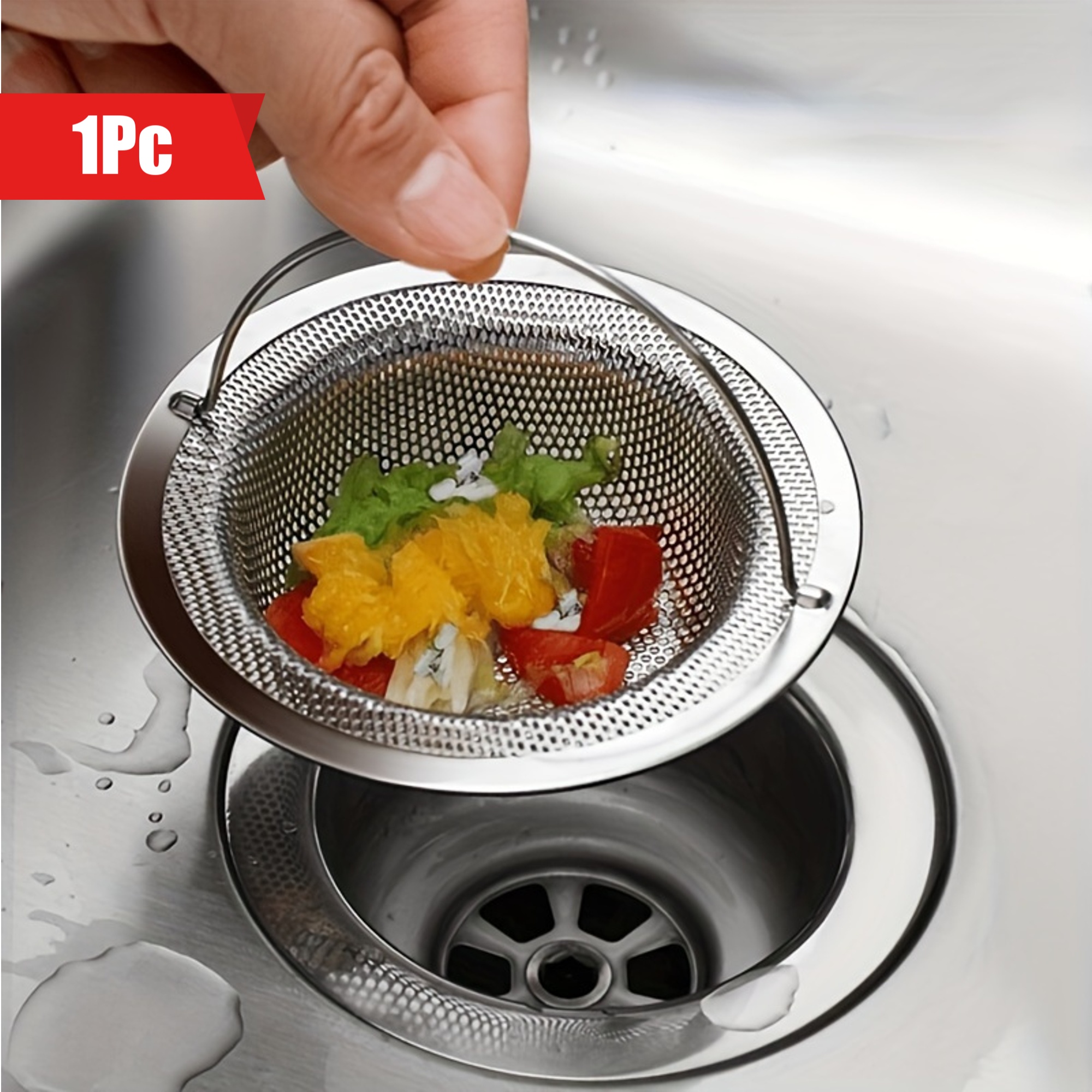 1-Pack Stainless Steel Sink Strainer With Rubber Stopper – Airtight, Odor-Resistant, Hair Catcher For Kitchen Drains