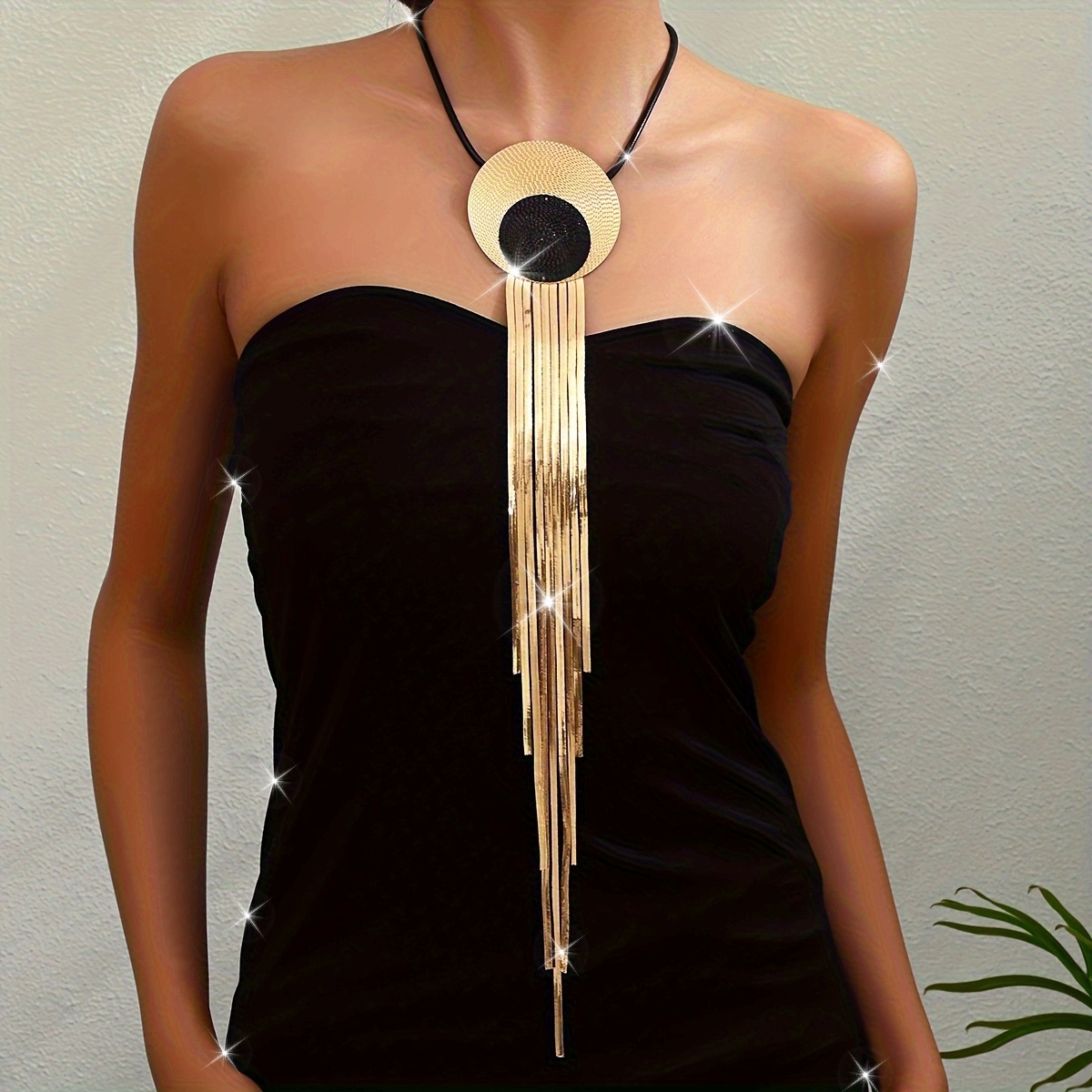 Vintage Fingerprint Pendant with Tassel Necklace