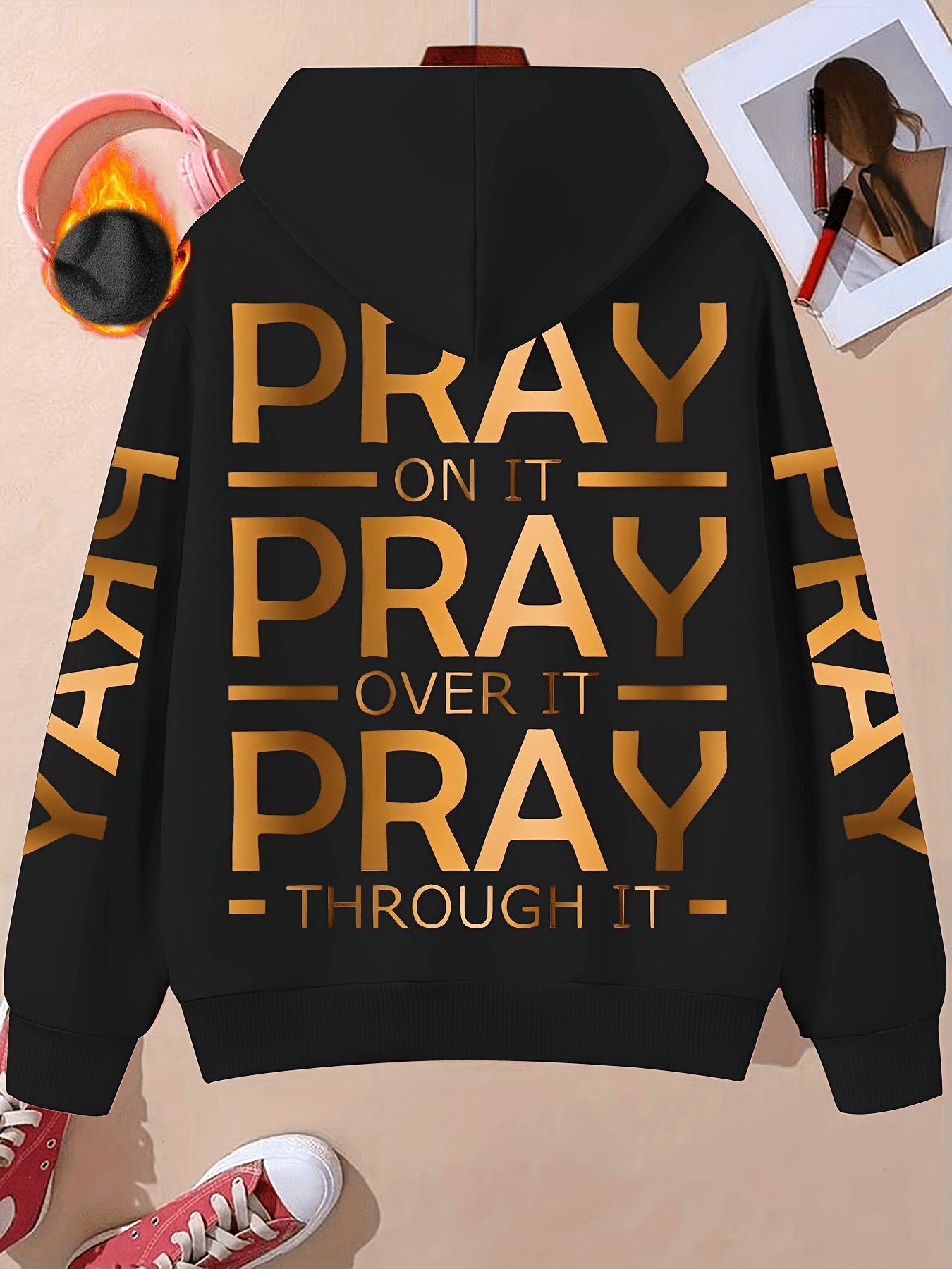 Women'S Hooded Sweatshirt with a Back Arm Letter Combination Pattern, Suitable for Autumn And Winter Warmth