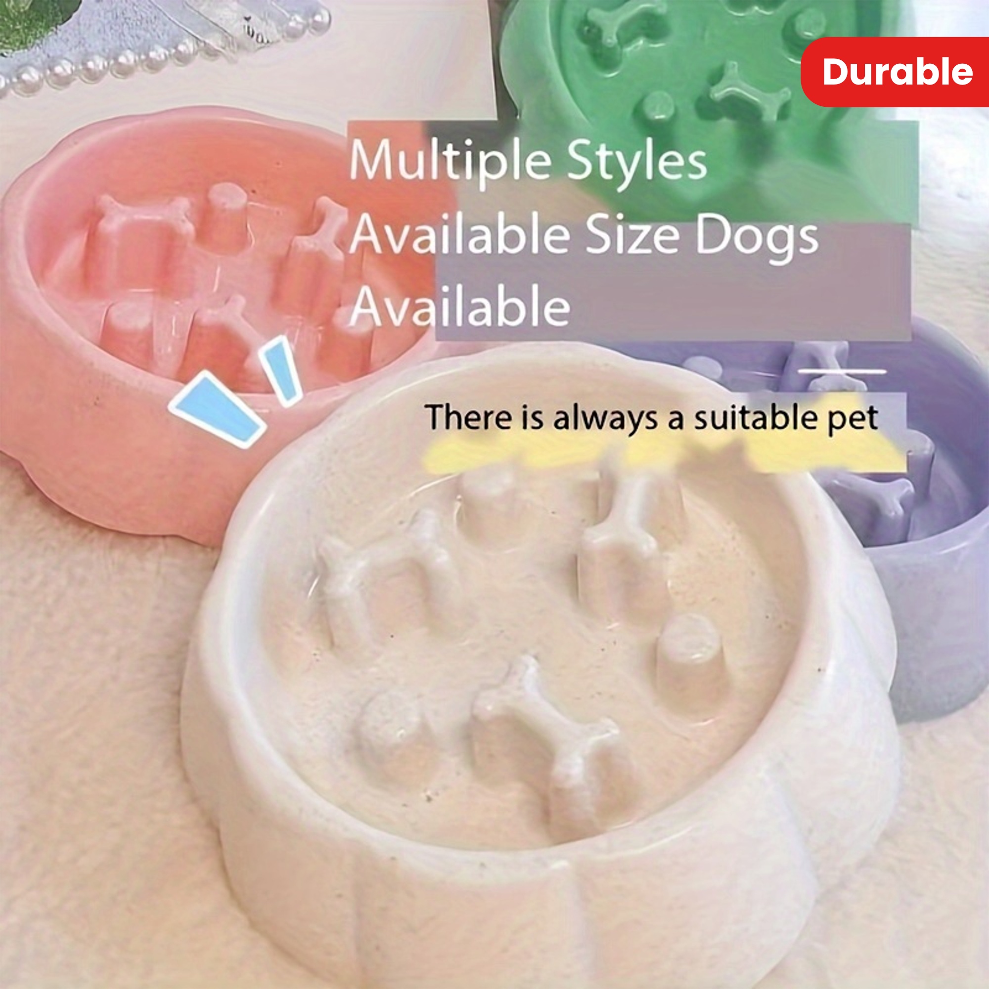 anti gulp dog bowl for small to medium breeds slow feeder non tip design durable plastic Product details 1