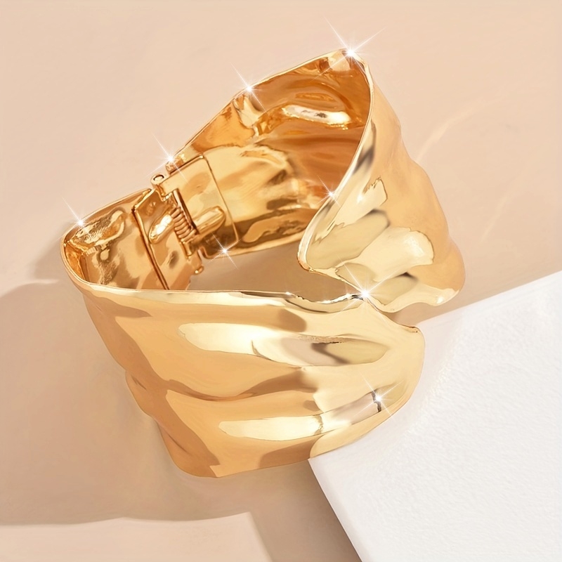 Geometric Adjustable Leaf Cuff Bangle for Women