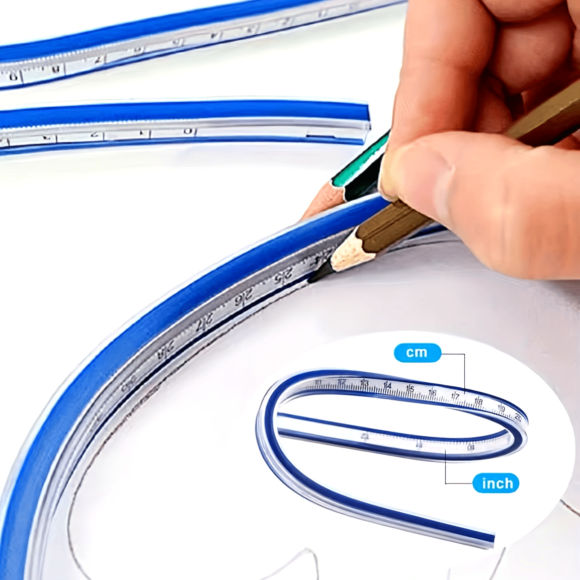 1pc flexible curve ruler with dual scale cm in flexible curved edge multi functional plastic ruler for drawing design archiving crafting ideal for artists students   use durable portable curved measuring tool