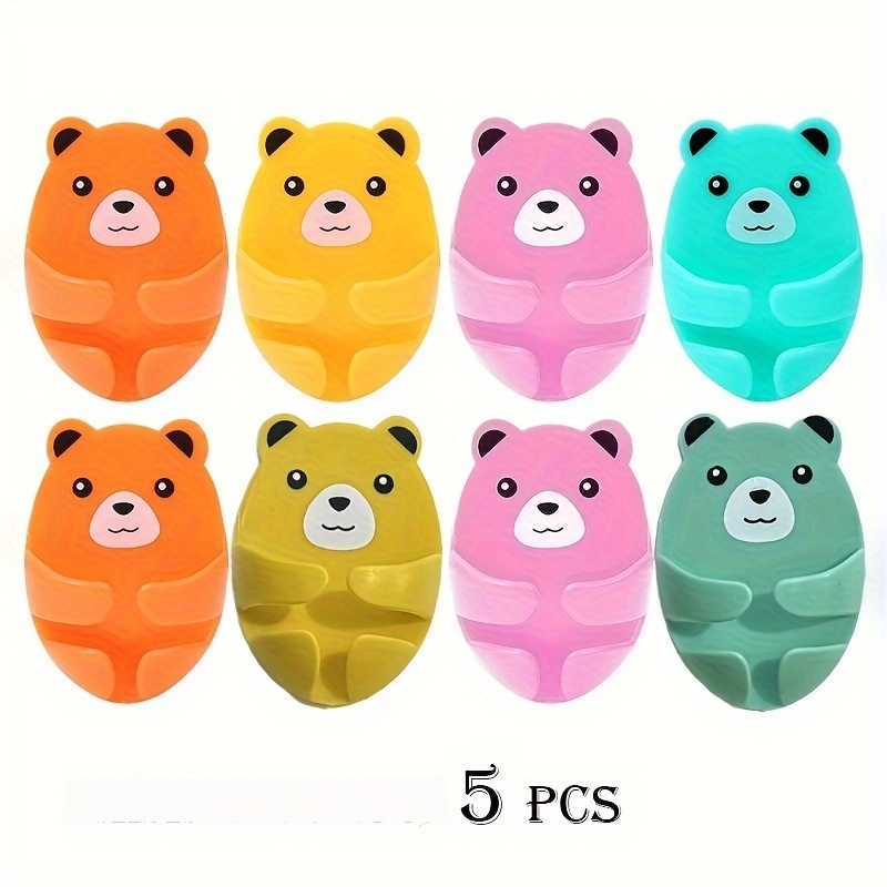 TEMU 5pcs Bear Hook, No Punching Plug Hook, Hook, Toothbrush Storage, Wiring Device, Wall Socket Storage Fixer, Household Kitchen Bathroom Bedroom Supplies