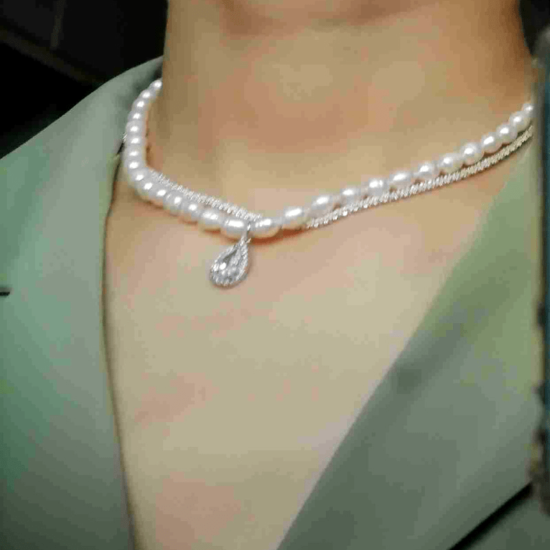 2pc 925 Freshwater Pearl Necklace with Detachable Chain