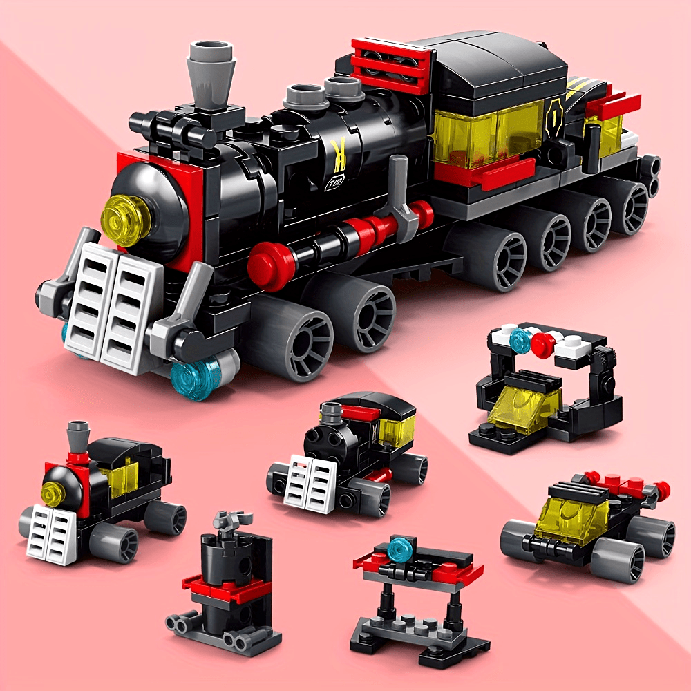 LELE BROTHER Altı Bir Arada Mini Tren Yapım Blokları Oyuncak Araba Modeli Montaj Eğitici Oyuncak Doğum Günü Hediyesi Cadılar Bayramı Şükran Günü Noel Hediyesi