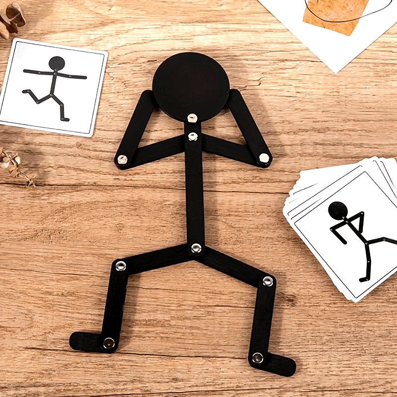 24 kartlık bir set Ahşap Kibrit Adam Eylem Yerleştirme Zeka Bulmaca Oyunu, Yaratıcılık Oyunları Bulmaca Oyuncaklar Göz-Koordinasyon İnce Motor Eğitimi Eğitici Ahşap Oyuncak Hediye