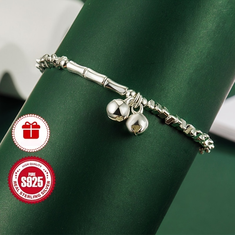 925 Silver Bracelet Vintage Bell Bead Stackable Jewelry