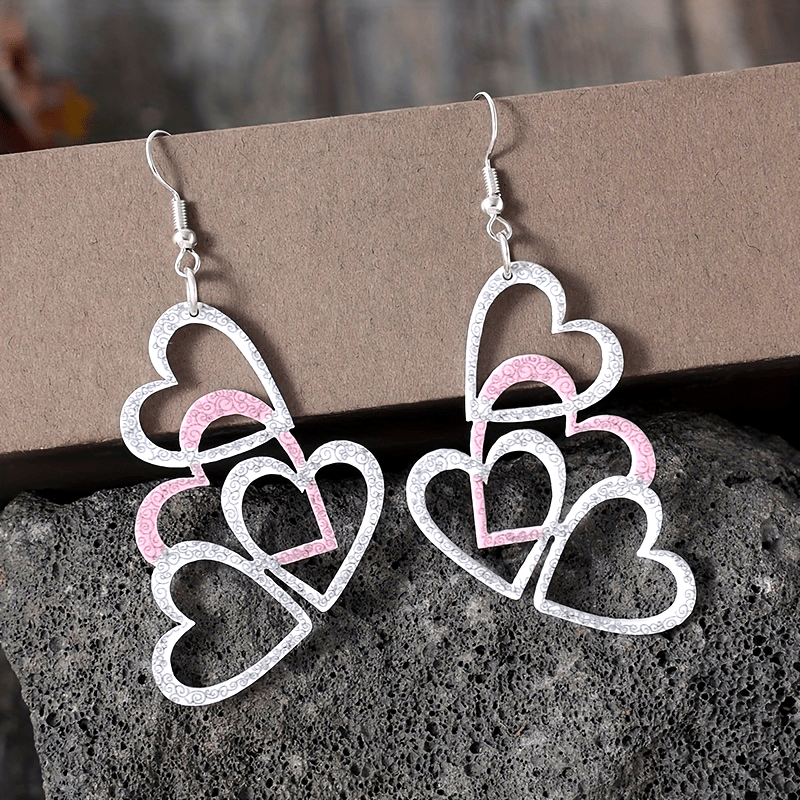 Hollow Heart Dangle Earrings Acrylic Jewelry Gift