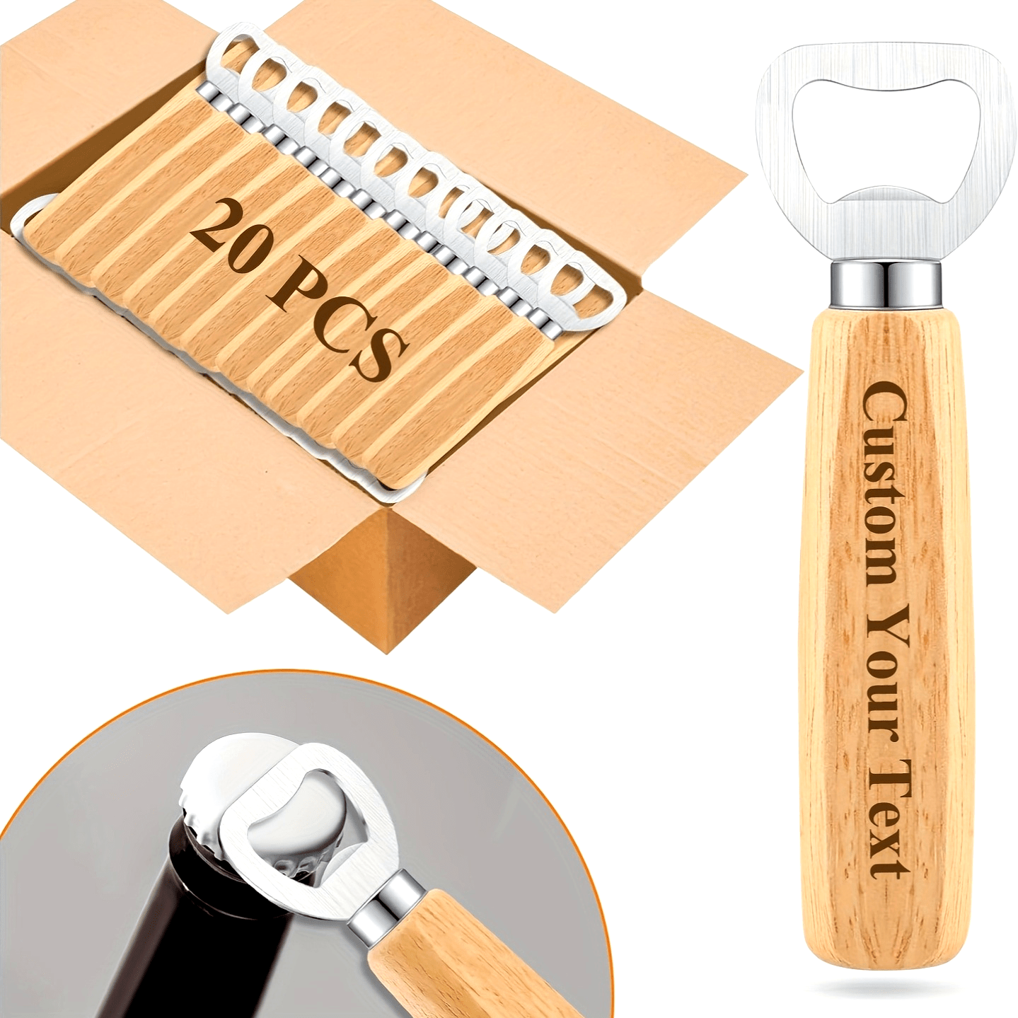Custom Laser Engraved Wooden Bottle Openers