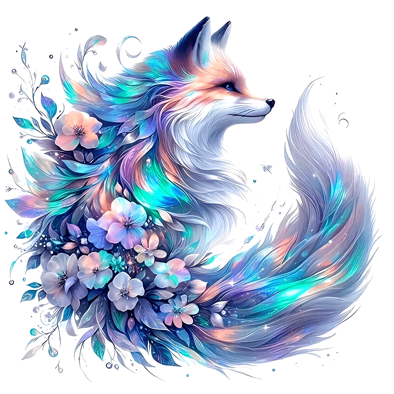 

Iridescent Fox And Floral Vinyl Decal, 6-inch - Self-adhesive Sticker For Cars, Laptops, Bottles, Motorcycles, Windows, Walls, Phones, Cups - Vibrant Cartoon Animal/ Theme