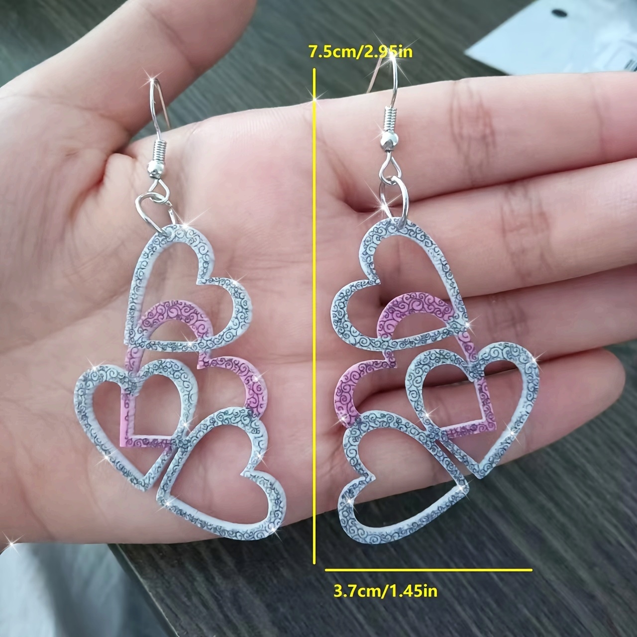 Hollow Heart Dangle Earrings Acrylic Jewelry Gift