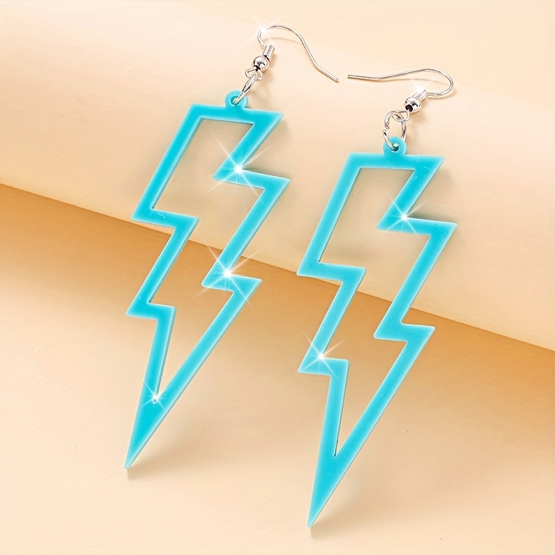 Colorful Lightening Dangle Earrings Punk Style Acrylic Jewelry