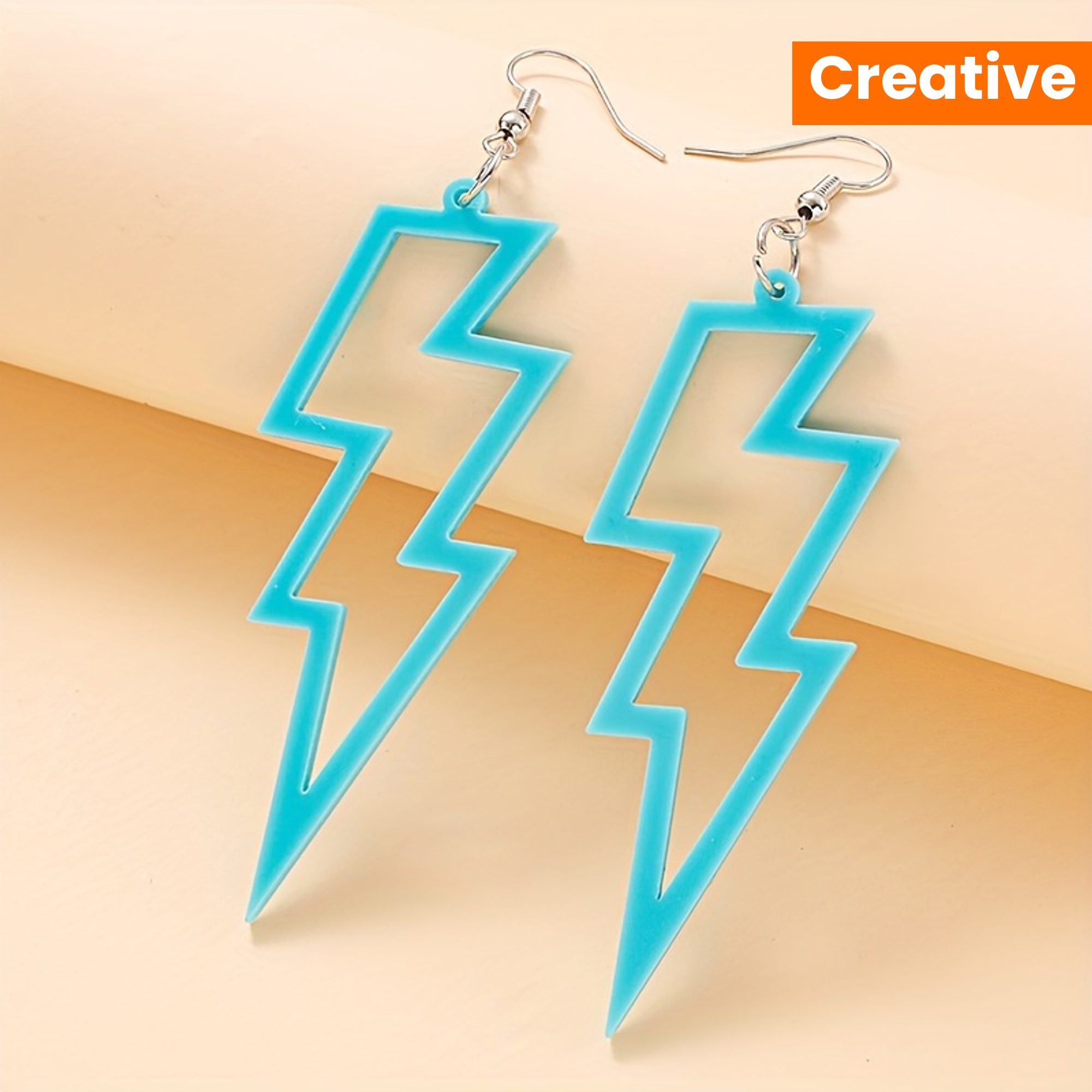 Colorful Lightening Dangle Earrings Punk Style Acrylic Jewelry