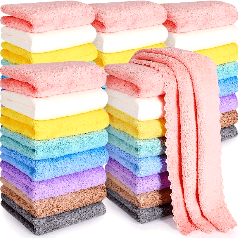 

10pcs Solid Color Washcloth - Soft Absorbent Towels, 9.8x9.8in, , For Home Bathroom Use, Material, Ideal For Daily Cleaning/ Bathroom , Suitable For All