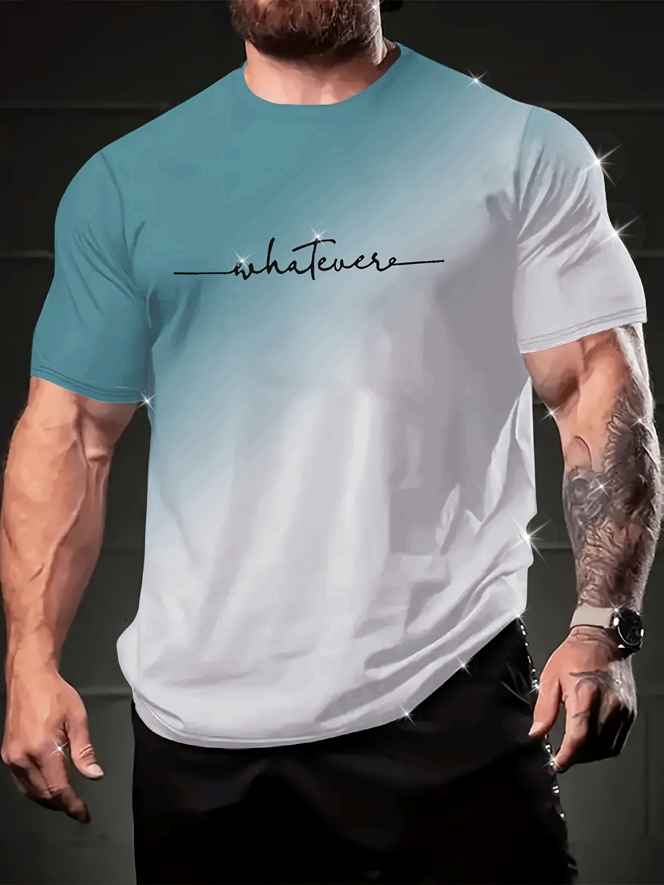 Men's Novelty T-Shirt with Unique Print Design - Casual Polyester Crew Neck Tee, Machine Washable