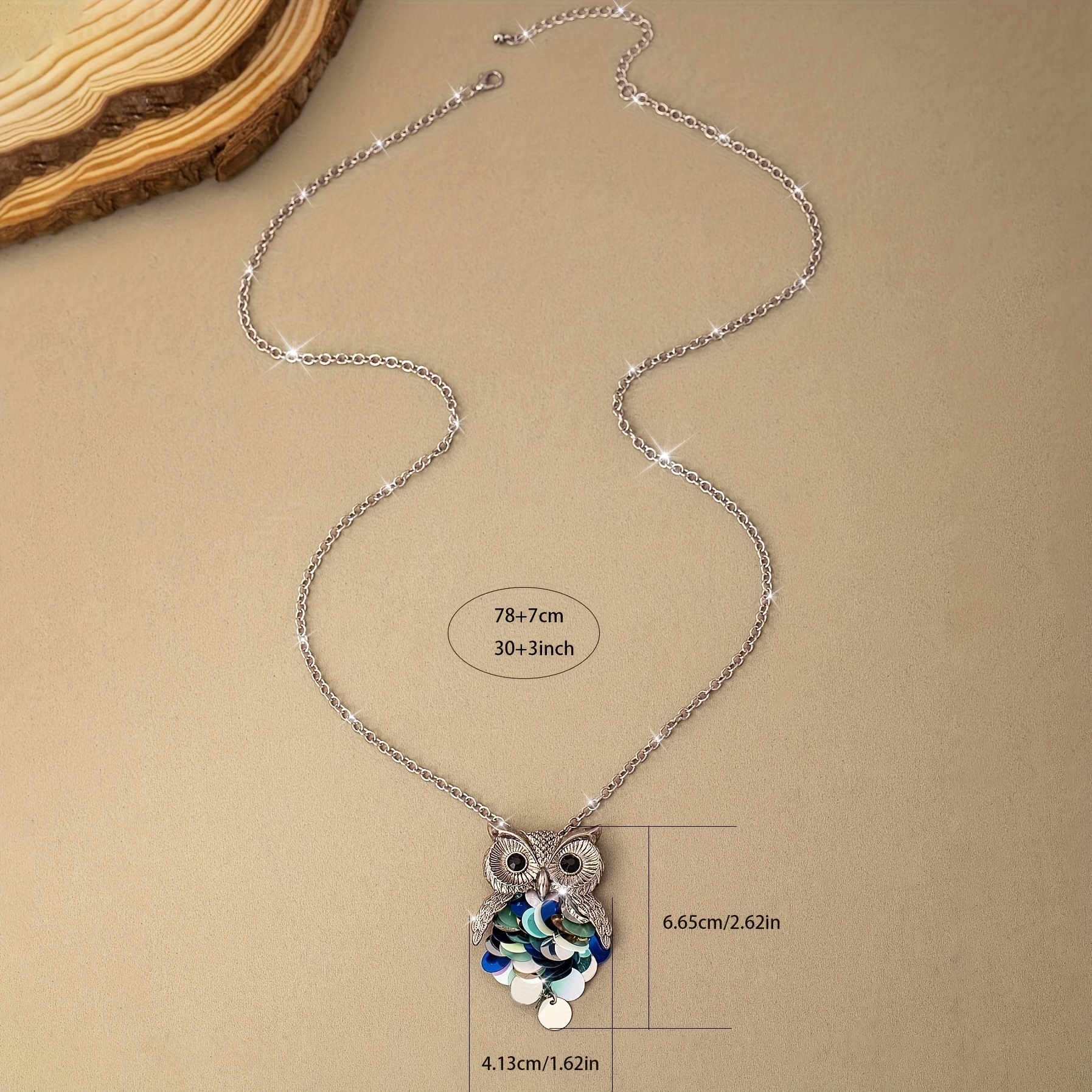 Boho Owl Pendant Long Necklace Vintage Style