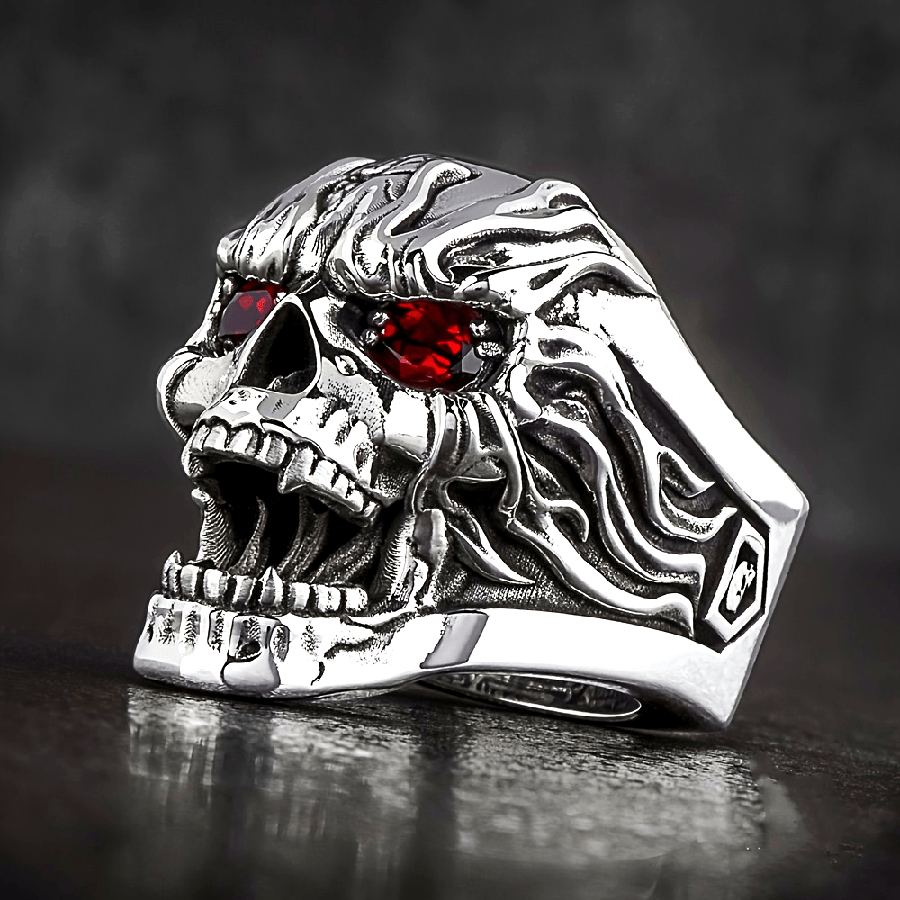 retro punk skull ring embedded with luxurious red synthetic cubic synthetic synthetic zircon suitable for daily wear   anniversaries birthdays easter and   holidays