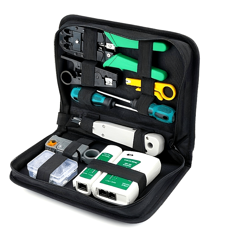 

Kit de Réparation Réseau Professionnel: LAN RJ45, Pinces à Sertir & Localisateur de Câbles - Portable Étui de