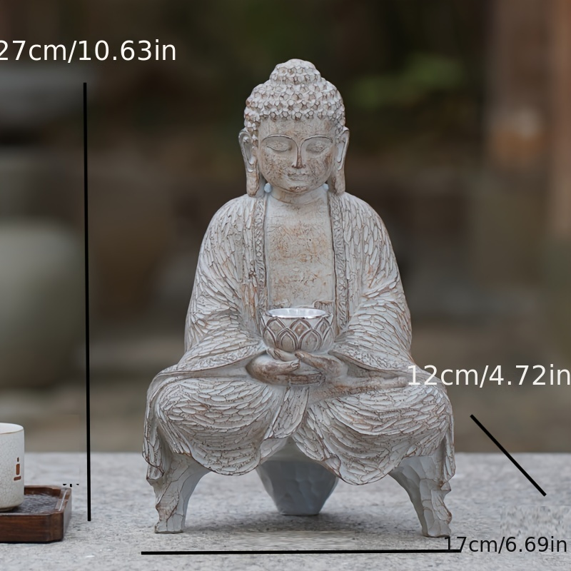 1pc Estatua Buda Sentado En Loto Adornos Decorativos Buda - Temu