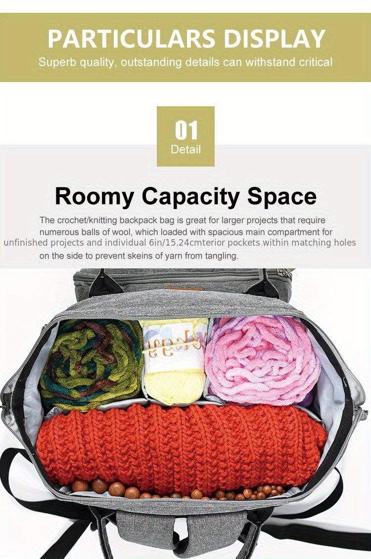 Knitting Bag Yarn Organizer Crochet Tote Organizer, Individual