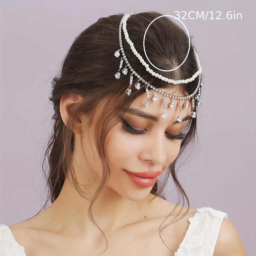 Bridal Headwear Pearl Flower Headband Veil Earrings Fashion - Temu