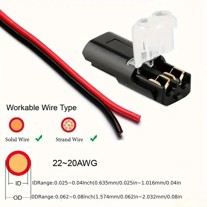 conjunto de 50/100 conectores de enchufe de   cables, conectores   led de 2 vías de 2 pines, conectores de línea de   tensión con   de bloqueo, enchufe de conexión rápida, conectores   led detalles 3