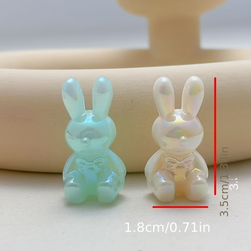 Image of 10pcs Large Jelly Color Diy Plated Premium Rabbit Beads, Random Colors, Straight Hole Beads, For Bracelet Necklace Beading Pen Diy Decoration Crafting Materials
