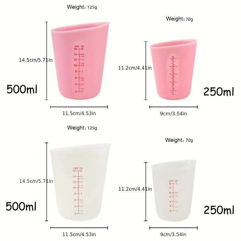 Silicone Measuring Cup Food Grade Silicone Milk Cup Visual Double Scale  Baking Measuring Cup 250ml 500ml Kitchen Measuring Tool
