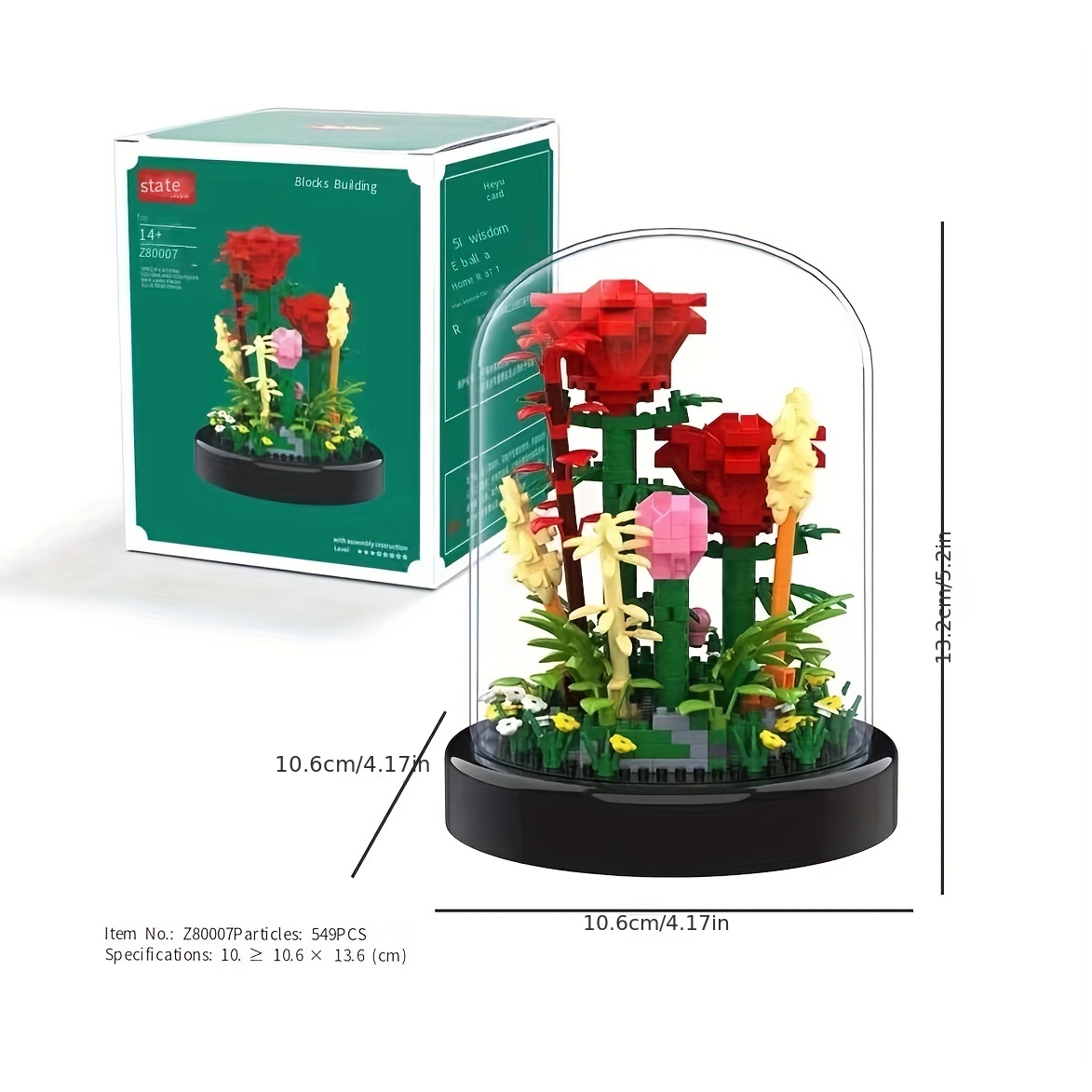 Compatibile con Lego Rose Bouquet Immortal Flower Building Blocks